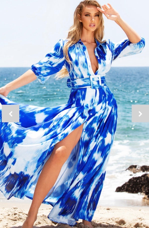 ELECTRIC BLUE TIE -DYE DRESS – U Boutique