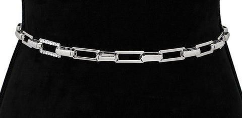 SILVER METAL LINK HOOK BELT