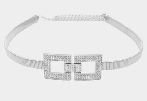 SQUARE PAVE SILVER CHAIN BELT