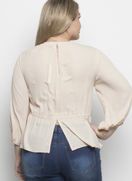 SOPHY BEIGE TIE FRONT BLOUSE