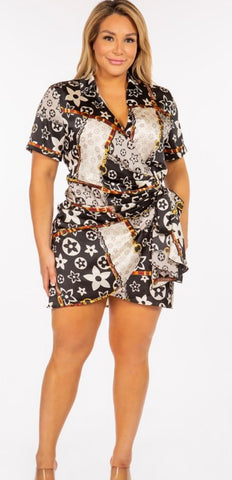 AMINA FLORAL CHAIN WRAP DRESS