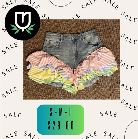 RUFFLE RAINBOW JEANS SHORT