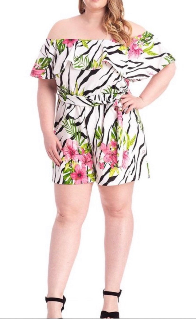 ZEBRA & TROPICAL PRINT ROMPER