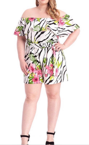 ZEBRA & TROPICAL PRINT ROMPER