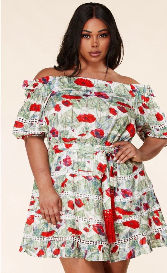 PATI RED FLORAL DRESS