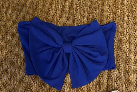 BOW ROYAL BLUE CROP TOP