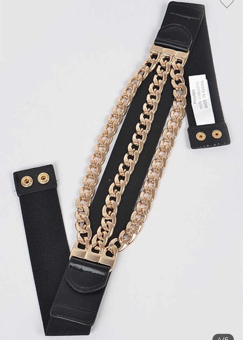 BLACK-GOLD CHAIN  ELASTIC CURVY