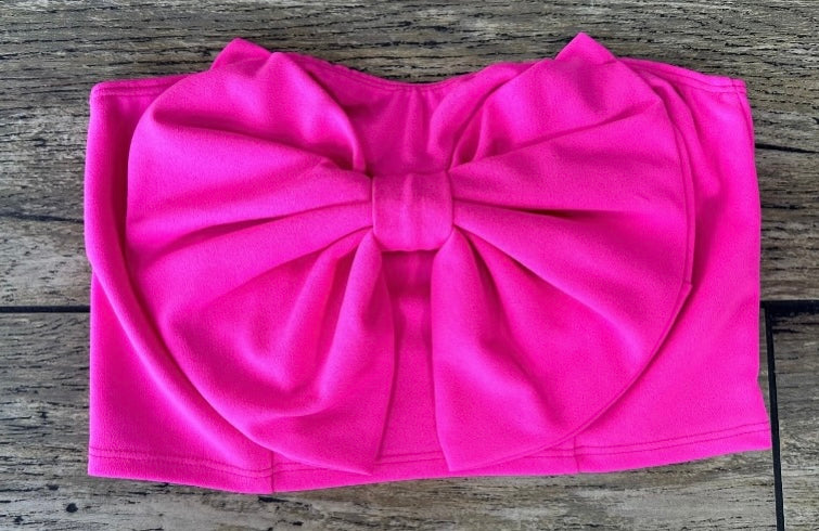 BOW FUSHIA CROP TOP