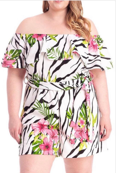 ZEBRA & TROPICAL PRINT ROMPER