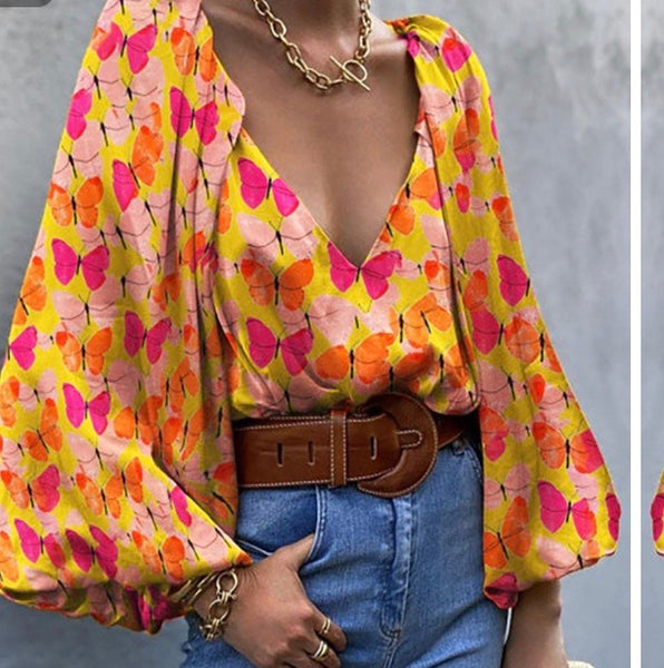 BUTTERFLY GLAM YELLOW TOP