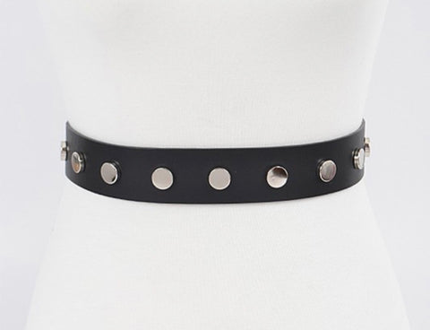 STUDDED SILVER METAL WAIST CURVY/PLUS BELT