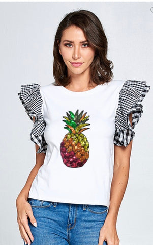 TWO TONE STRIPS PINEAPPLE TOP