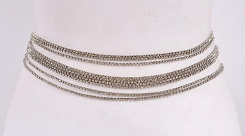 CURVY SILVER MULTI STRING BELT