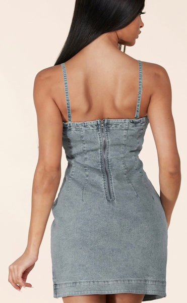 DENIM BUSTIER DRESS