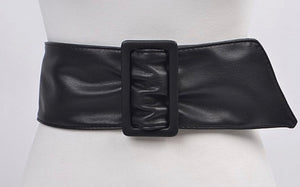 BLACK MONOTONE LEATHER BUCKLE BELT