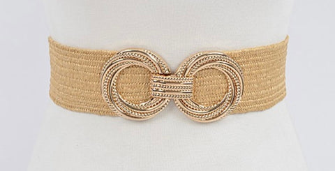 PLUS-CURVY METAL OO KHAKI STRETCH BELT