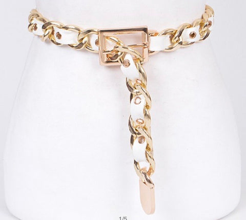 FANCY WHITE CHAIN BELT