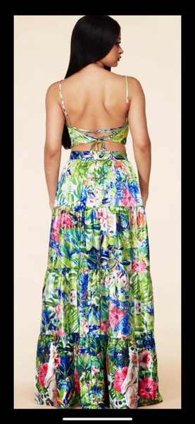 TROPICAL JUNGLE CROP TOP & SKIRT SET