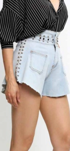 STUDDED DENIM SHORTS