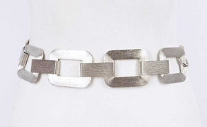 SILVER BLUSHED METAL SQUARE CHAIN BELT