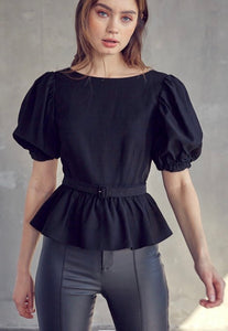 BALLOON BELTED TOP