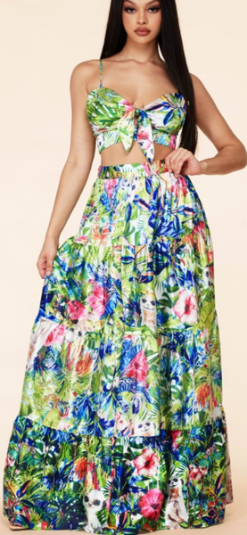 TROPICAL JUNGLE CROP TOP & SKIRT SET